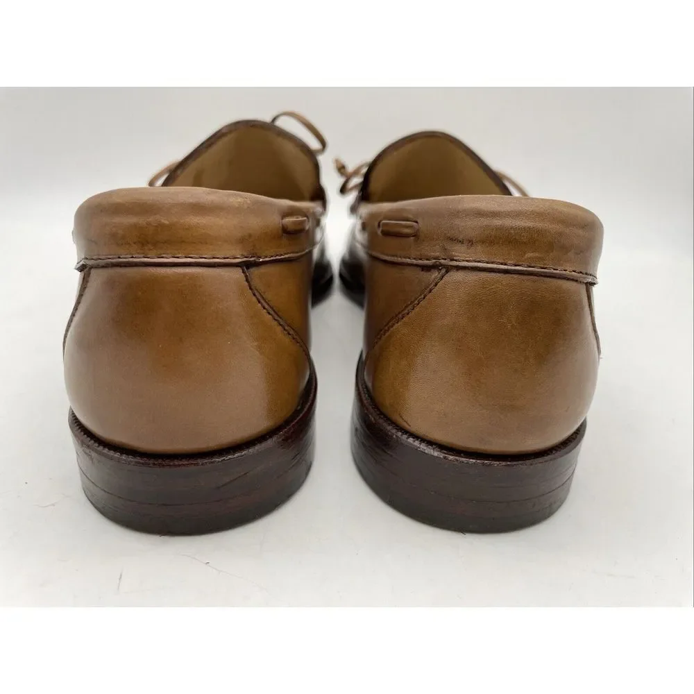 Allen Edmonds Tan Light  Brown‎ Leather Kiltie Tie Boat Loafesr Size 9D